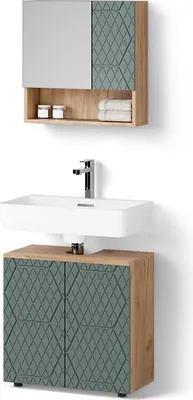 Immagine prodotto di Set mobili bagno Livinity Ronco Quercia verde/oro 2 parti, base 60 cm, Model 52927