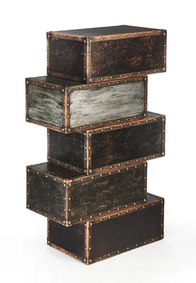 Obrázok produktu pre Kobolo Kufrový regál Regál v kufrovom vzhľade - hnedý - 5 priehradiek - 60x31x102 cm - Stojaci regál Úložný priestor Dekorácie Knižný regál Regál Malý nábytok