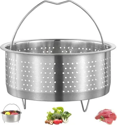 Productafbeelding van Stoompan van roestvrij staal - 16 cm stoominzet voor het koken van groenten en fruit