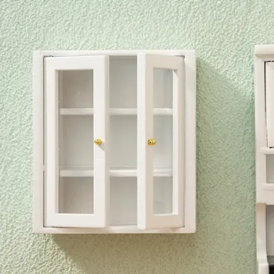 Produktbild von Dollhouse Wandschrank realistische klare Glastür Mini Mini 1/12 Puppenhaus Miniatur Wandschrank Modell Simulation Möbelzubehör für Badezimmer