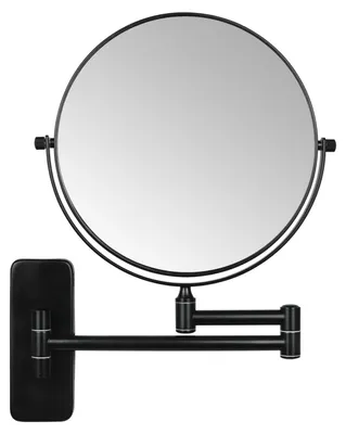Produktbild von Kosmetikspiegel mit 5-facher Vergrößerung, schwarz, 360° drehbar, doppelseitig, ausziehbar, Rasierspiegel, Wandmontage, Durchmesser 20 cm