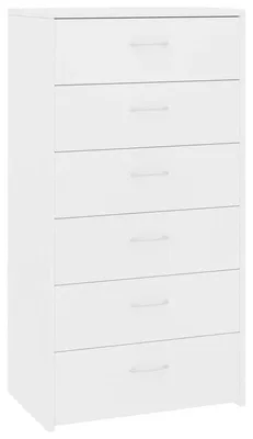 Immagine prodotto di Comodino - Cassettiera con 6 ampi cassetti - Bianco - Design compatto - Mobile contenitore salvaspazio