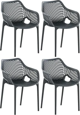 Produktbild von CLP Gartenstuhl Air XL 4er Set, Modern, Gestell Kunststoff, stapelbar, wetterfest dunkelgrau