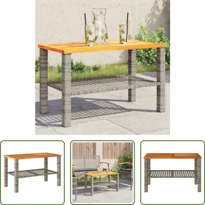 Obrázek produktu pro The Living Store zahradní stůl šedý 70x38x42 cm polyratan akáciové dřevo