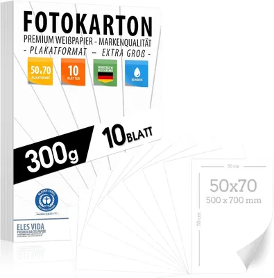 Productafbeelding van WIT 300g / m² - PREMIUM PAPIER tekenpapier - 50x70 cm - onbedrukt voor knutselen, presentaties, handwerk