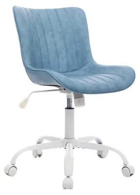 Obrázok produktu pre Moderná stolička – Otočná kancelárska stolička – Ergonomické operadlo – Výškovo nastaviteľná – Otočná o 360° – S podrúčkami a kolieskami – Modrá