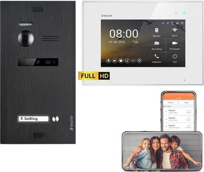 Produktbild von BALTER EVO HD WiFi Unterputz Schwarz 2-Draht 1x 7" Weiß Video Türsprechanlage Set 1 Familienhaus