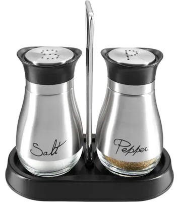 Obrázek produktu pro Sada sůlničky a peprničky, kuchyňské set, dóza na koření, stříbrný stojan, objem 118 ml