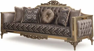 Produktbild von Casa Padrino Luxus Barock Wohnzimmer Sofa Grau / Gold 230 cm - Barock Möbel