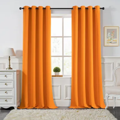 Produktbild von Verdunklungsvorhänge orange mit Ösen 2er Set 140x245 cm