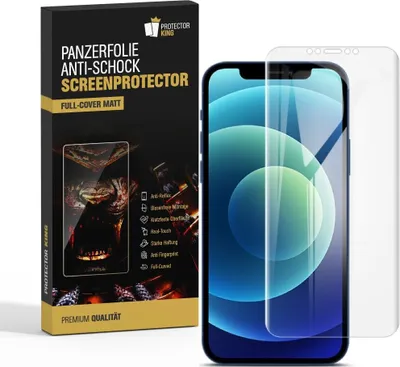 Produktbild von 1x Panzerfolie für iPhone 12 FULL COVER ANTI-SCHOCK Displayschutzfolie MATT