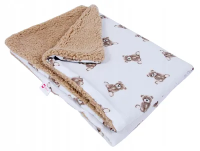 Produktbild von BabyLux Musselin Lammfelloptik Kinderdecke Wendedecke 100x75 cm