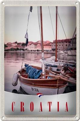 Produktbild von Blechschild Reise 20x30cm Kroatien Boote Stadt Meer Urlaub