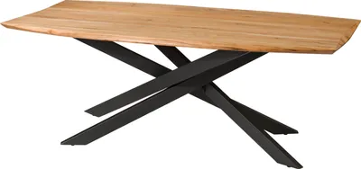 Image de MASSIVMOEBEL24 | Table à Manger en bois d'Acacia 240x100x77 naturel laqué / pieds Mikado carrés noirs