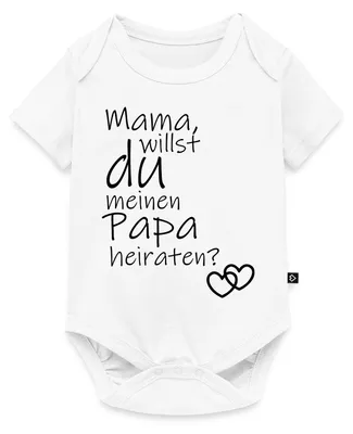 Produktbild von Spreadshirt Mama Willst Du Meinen Papa Heiraten Kurzarm Tages Baby Body, 80 (9-12 M.), Weiß