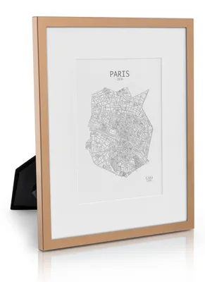 Produktbild von Casa Chic Bilderrahmen mit Passepartout, 27x22cm Bilderrahmen für Urkunde & Collage, Glas Bilderrahmen, Fotorahmen Stehend/Wandmontage, Rahmen Vertikaler/Horizontaler Gebrauch, Metall Bilderrahmen