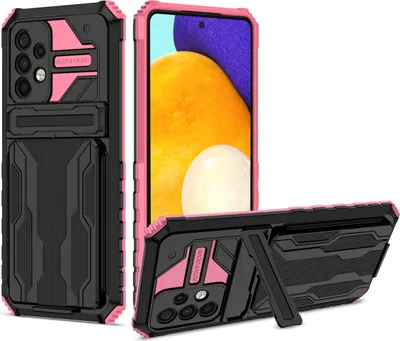 Produktbild von Galaxy A52 Hülle, Hybrid Robust Schutz Stoßfest Schutzhülle mit Kartenhalter Ständer für Samsung Galaxy A52 4G / A52 5G / A52S 5G Rosa
