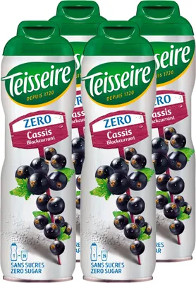 Produktbild von Teisseire Sirup Cassis zero Zucker 600ml - Cocktails Milchshakes (4er Pack)