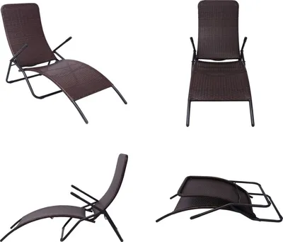 Immagine prodotto di vidaXL Lettino prendisole pieghevole in Poly Rattan Marrone - Lettino prendisole - Lettini prendisole - Lettini prendisole