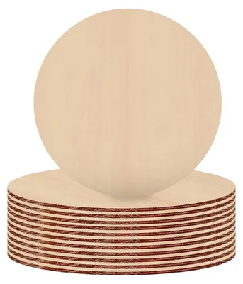 Obrázok produktu pre TRANKIELO® - 12 kusov drevených okrúhlych plátkov - Prírodné, nelakované drevené kruhy vhodné pre DIY projekty - Ideálne na maľovanie a dekoráciu