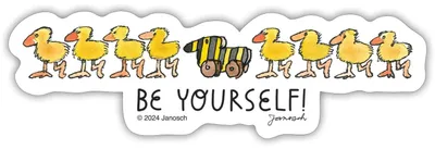 Produktbild von Spreadshirt Janosch Tigerente Be Yourself Spruch Sticker Aufkleber, 10 x 10 cm, Mattweiß
