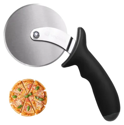 Pizzaschneider 10 cm, Edelstahl, Sicherheitsgriff, schwarz
