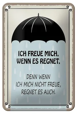 Produktbild von Blechschild Spruch 12x18cm ich freue mich wenn es regnet