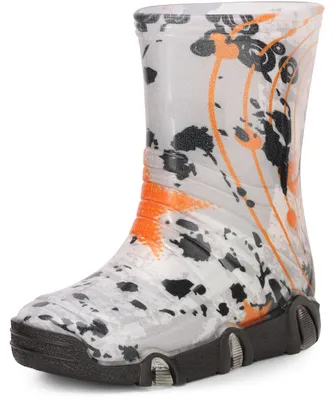 Produktbild von Ladeheid Kinder Mädchen Jungen Gummistiefel Gefüttert Swk2020BW (Grau Muster-38, 25/26)