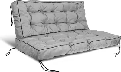 Produktbild von Gartenkissen-Set mit hohem Rand 120/80 cm + 120/40 cm für Palettenbank wasserdicht grau