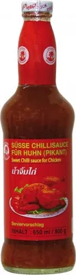 A bottle of sweet chili sauce for chicken.