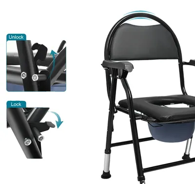 Obrázek produktu pro Toaletní sedátko, nastavitelné a otočné, skládací design, barva černá
