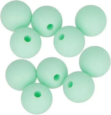 Image de 10 perles rondes en silicone 10 mm - vert d'eau