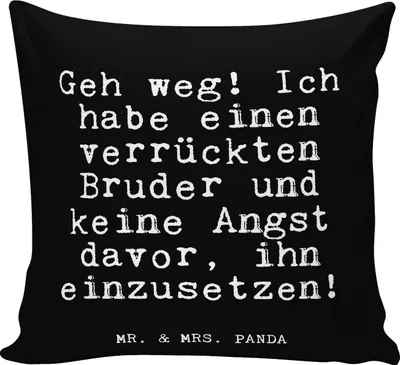 Produktbild von Mr. & Mrs. Panda kissen für sofa Geh weg! Ich habe... - Schwarz - Geschenk, Lustige Sprüche, Glizer Spruch Weisheiten Zitate Lustig Weisheit Worte, Bruder, Deko, Kuschel
