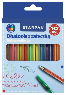 Produktbild von Kugelschreiber mit Kappe, 10 Farben, Starpak