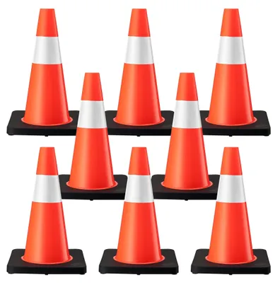 Verkehrshütchen 45 cm, 8 Stück, PVC, reflektierend, für Baustellen