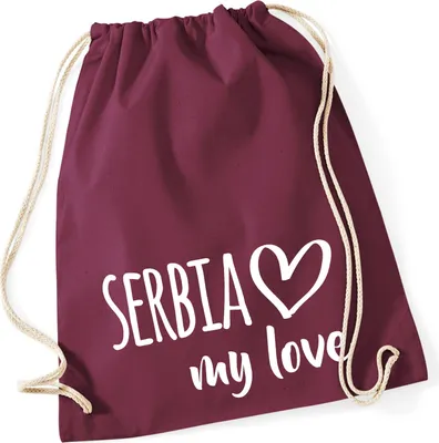Produktbild von Huuraa Turnbeutel Serbia my love 12 Liter Burgundy Baumwolle Rucksack Geschenkidee