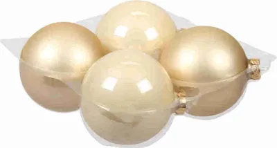 Produktbild von 4 Christbaumkugeln 10cm Glas Weihnachtskugel Kugel Baumschmuck 100mm Weihnachten, Farbe:champagner