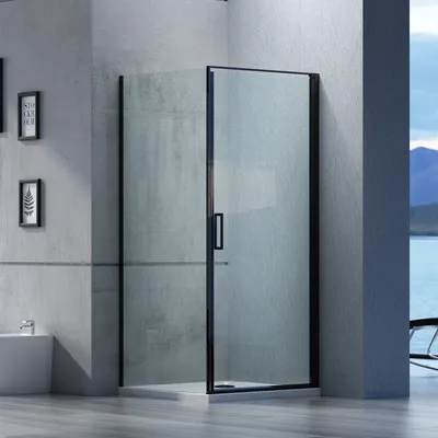 Produktbild von Duschkabine Eckdusche EX416S - Nano Echtglas - 6 mm - Aluminiumprofil - Schwarz matt - 90 x 90 x 195 cm
