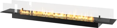 Image de Cheminée au bioéthanol à encastrer dans un meuble SLIM 2000mm. Cheminée à l'éthanol avec verre. Biocheminée noire