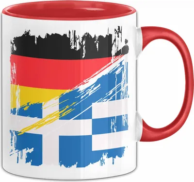 Produktbild von Griechenland Deutschland Flagge Halb Deutscher Halb Grieche Fußball Germany 2024 Europa Greece (Rot)