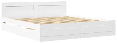 Produktbild von Bettrahmen mit Kopfteil 2 pcs Weiß 193 x 203 cm Holzwerkstoff