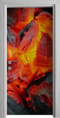 Produktbild von Tür Selbstklebende 90x210 cm Türfolie Türtapete Klebefolie - Grill Feuer Glut