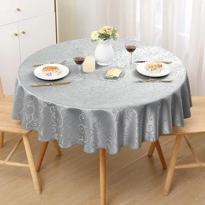 Immagine prodotto di Tovaglia rotonda lavabile, 140 cm, poliestere, grigio