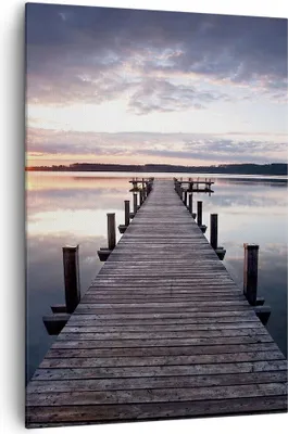 Produktbild von Bild auf Leinwand - LeinWandbild Einteilig - Fußgängerbrücke See Sonnenuntergang Abend - 70x100cm - Wand Bild - Wandbilder - Leinwanddruck - Wanddekoration - Leinwand bilder - Wandbild PA70x100-2635