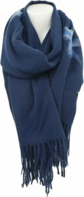 dunkelblaue Fransenschal