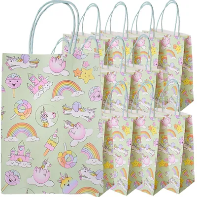 Produktbild von TE-Trend 12 Stück Geschenktüten Einhorn Kindergeburtstag Mitgebsel