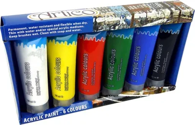 Produktbild von Acrylfarben Farben Malfarben 6 Tuben a 75ml Malfarbe Künstlerfarbe Farbe Malen