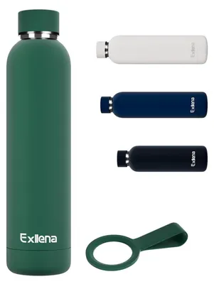 Immagine prodotto di Borraccia in acciaio inossidabile da 750 ml, thermos con maniglia, colore verde oliva