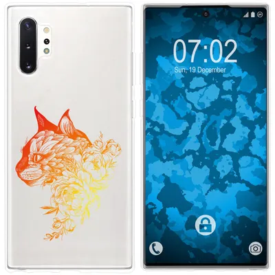 Produktbild von PhoneNatic Case kompatibel mit Samsung Galaxy Note 10+ Silikon-Hülle Floral Katze M2-2