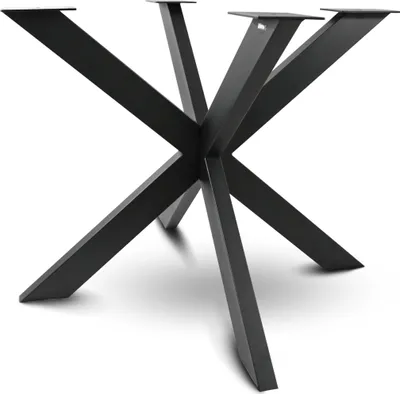 Produktbild von holz4home® Tischgestell Hora Spider Round I Schwarz Pulverbeschichtet I Tischbeine für Esstisch aus Stahl I Schwerlast Massiv Rahmen I X-Gestell
